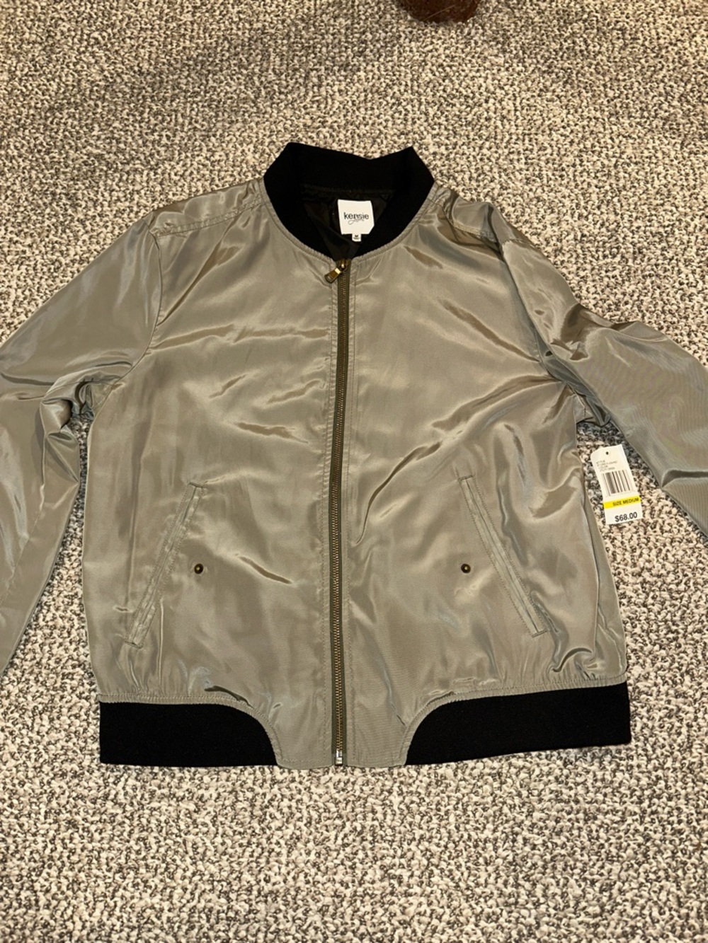 Kenzie Olive Bomber Jacket with Black Trim